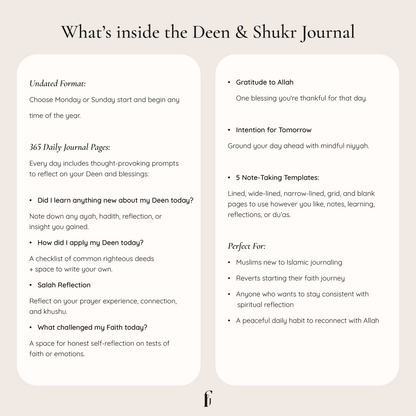 Daily Deen and Shukr Journal